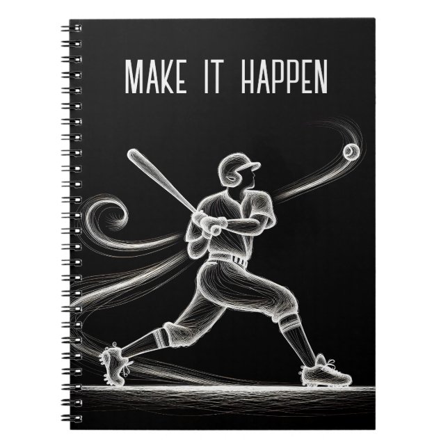 Cuaderno Jugador De Béisbol Neón Con Cita (Frente)