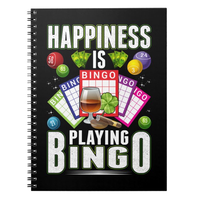 Cuaderno Jugador de Bingo Feliz Bingo Hombres Mujeres Bingo (Frente)
