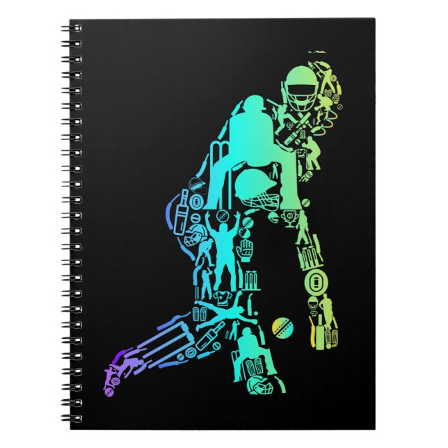 Cuaderno Jugador de Cricket Sport Elements (Frente)