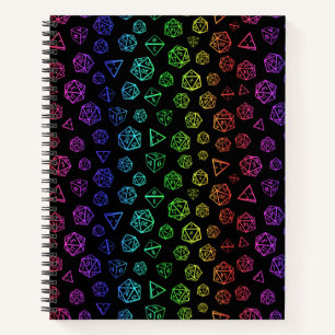 Cuaderno Jugador de dados d20 que juegan al arco iris