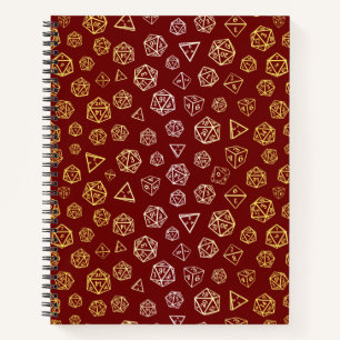 Cuaderno Jugador de dados rojos y dorados d20