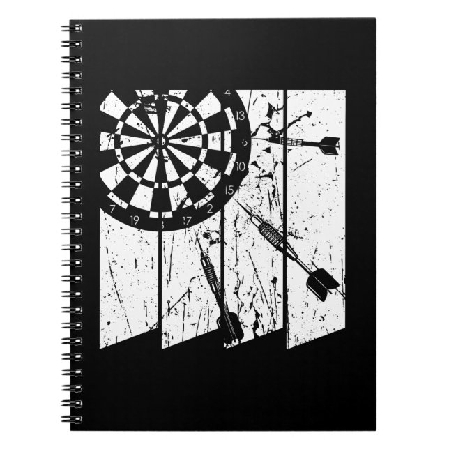 Cuaderno Jugador de dibujos animados Retro Darts 180 Men Da (Frente)