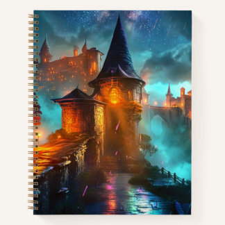 Cuaderno Jugador de Fortaleza Ciberpunk con Neon Futurista