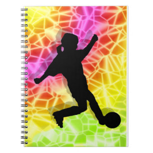 Cuaderno Jugador de fútbol en mosaico fluorescente