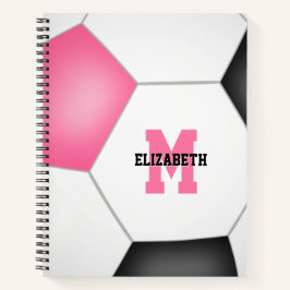 Cuaderno jugador de fútbol monograma rosa negro