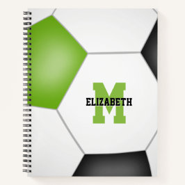 Cuaderno jugador de fútbol monogramado lima negro