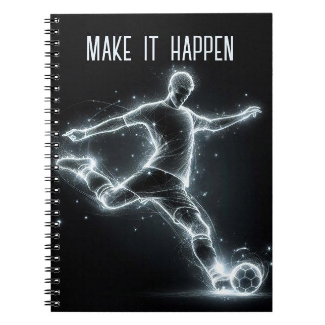 Cuaderno Jugador de fútbol neón con cotización (Frente)