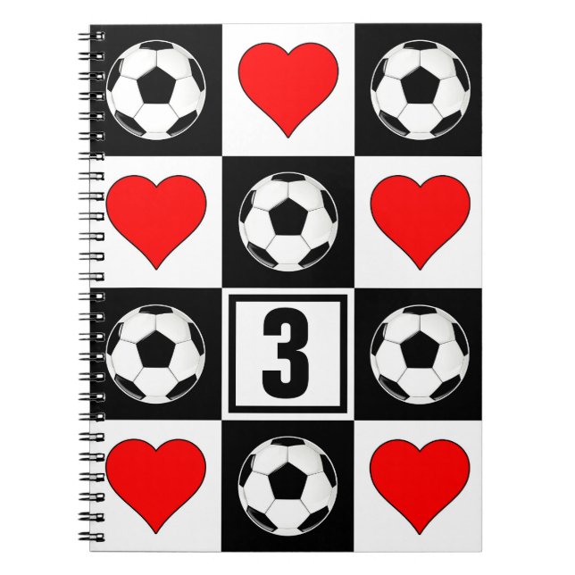 Cuaderno Jugador de fútbol personalizado Jersey Número Chec (Frente)