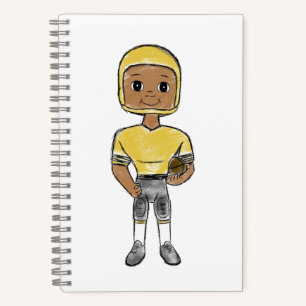Cuaderno jugador de fútbol retro vintage negro amarillo sim