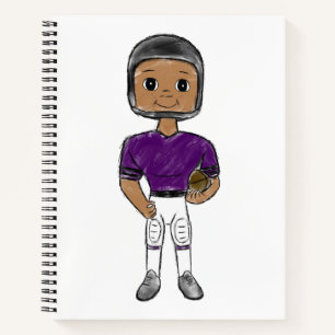 Cuaderno jugador de fútbol retro vintage simple morado negr