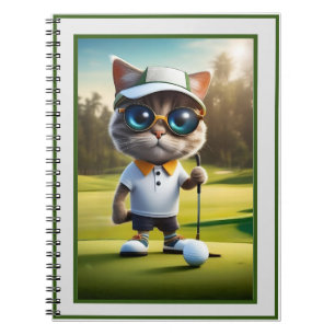 Cuaderno Jugador de Golf Animado Divertido Gato,