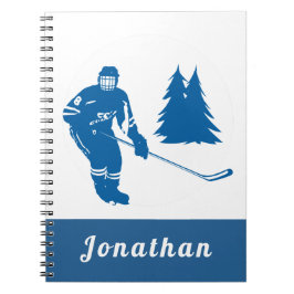 Cuaderno Jugador de hockey sobre hielo azul nombre personal