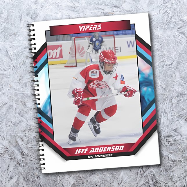Cuaderno Jugador De Hockey Sobre Hielo Manténgase En Person (Capture the excitement of the ice hockey sport with this dynamic and customizable red blue notebook)