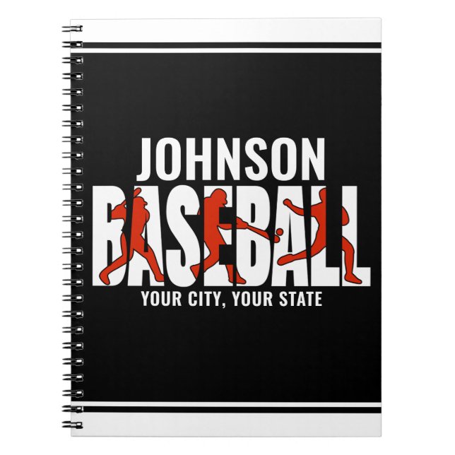 Cuaderno Jugador de Juego de Béisbol ADD NAME (Frente)