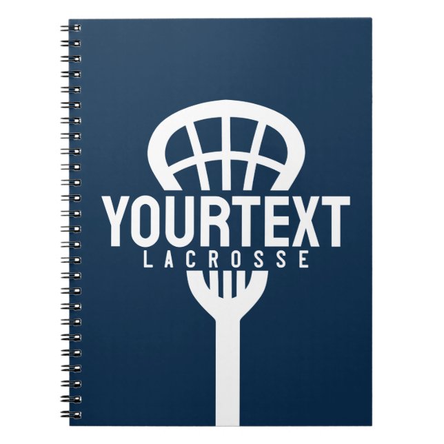 Cuaderno Jugador de Lacrosse TEXTO PERSONALIZADO Equipo Mal (Frente)