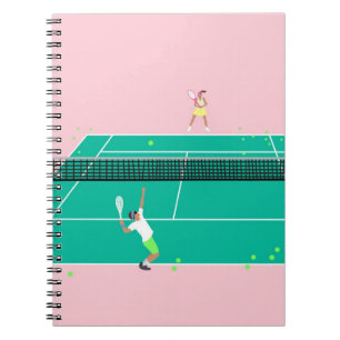 Cuaderno Jugador de partido de tenis de arte moderno Pink G
