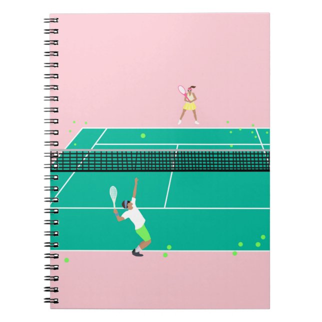 Cuaderno Jugador de partido de tenis de arte moderno Pink G (Frente)