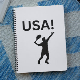 Cuaderno Jugador de tenis de EE.UU. usando el punto como bo