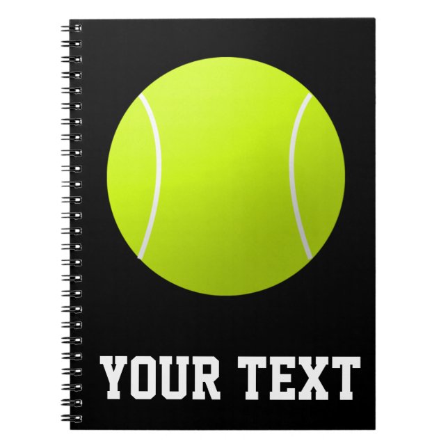 Cuaderno Jugador de tenis de texto personalizado o equipo p (Frente)