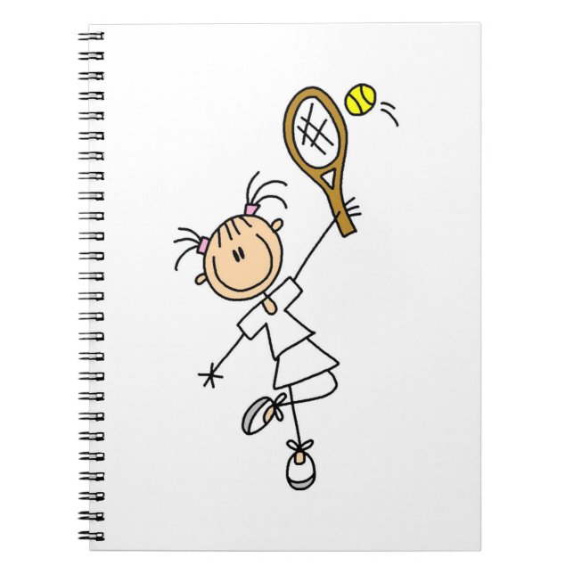 Cuaderno Jugador de tenis femenino con figura de palo (Frente)