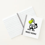 Cuaderno Jugador de tenis gracioso de Racket Science<br><div class="desc">Una divertida gráfica de la artista/diseñadora Charmaine Paulson en un cuaderno.</div>