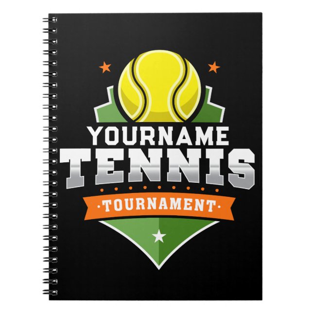 Cuaderno Jugador de tenis personalizado NAME Torneo Varsity (Frente)