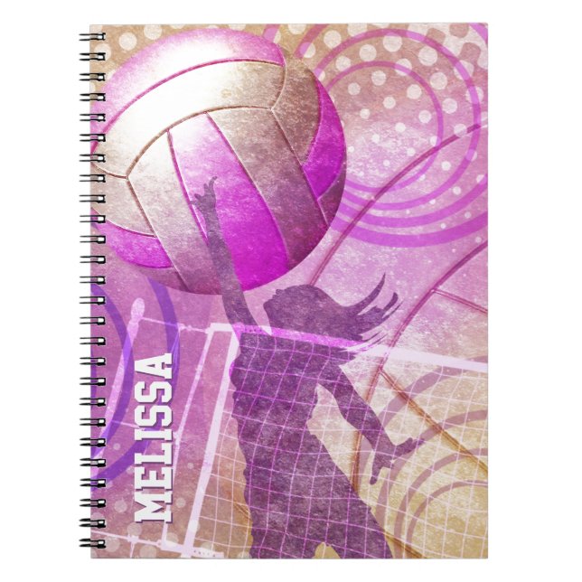 Cuaderno Jugador de voleibol chica Pink Purple (Frente)