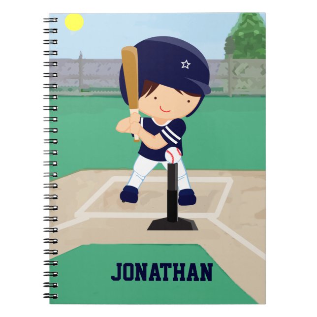Cuaderno Jugador lindo personalizado del dibujo animado del (Frente)