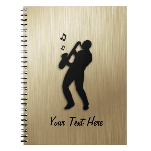 Cuaderno Jugador saxofón dorado personal (Frente)