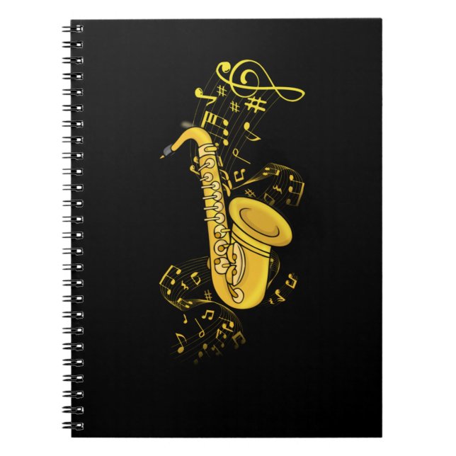 Cuaderno Jugador saxofón Jazz Regalo de música masculino Bi (Frente)