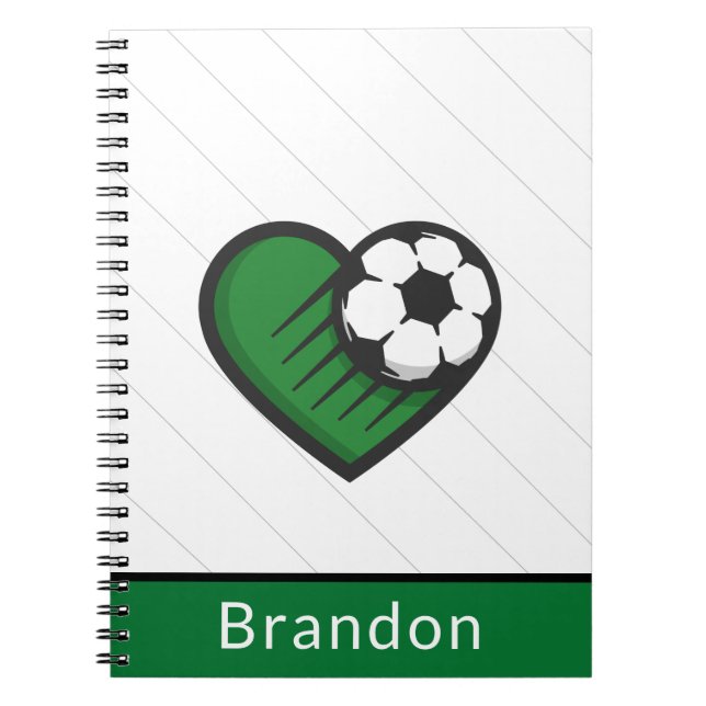 Cuaderno Jugadores de Green Soccer Love Kids Nombre y Banda (Frente)