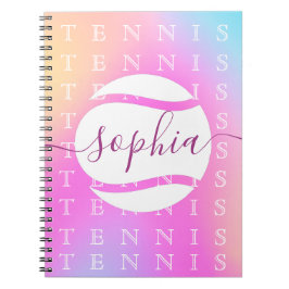 Cuaderno Jugadores de tipografía de tenis arcoiris y Chicas