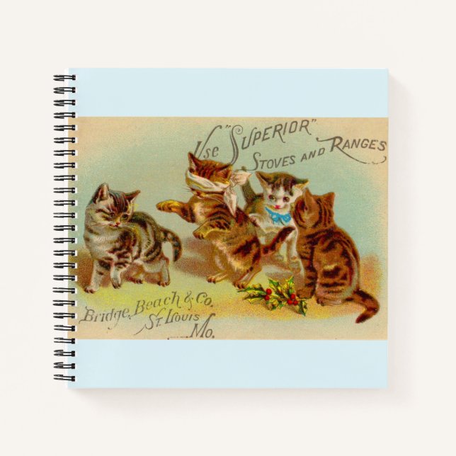 Cuaderno Jugando gatitos de tarjetas de comercio de Victori (Anverso)