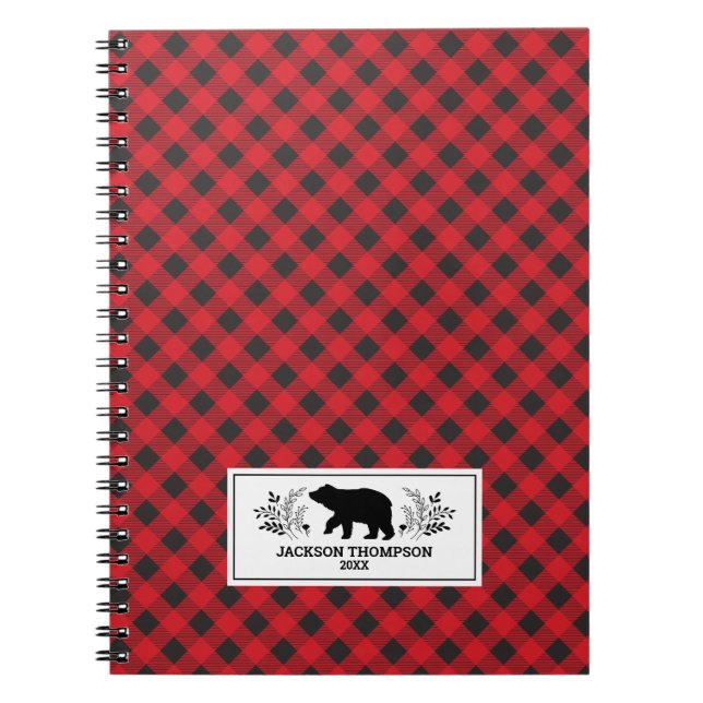 Cuaderno Juguete de búfalo de lumberjack rojo personalizado (Frente)