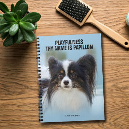 Cuaderno Juguete de Papillon lindo perro español en el muel