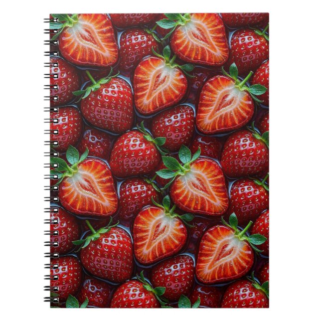 Cuaderno Juicy Fresh Red Strawberries Summer Fruit Pattern (Frente)