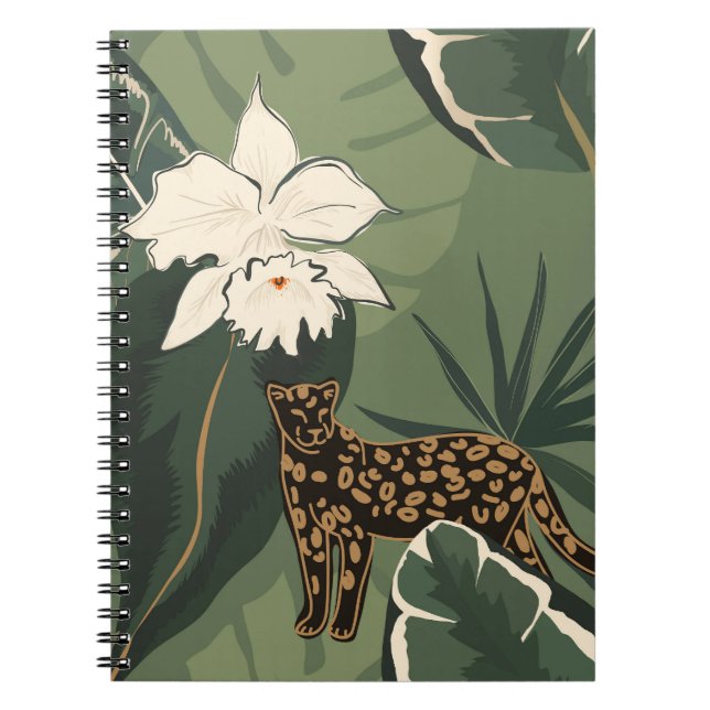 Cuaderno Jungla abstracta: Patrón creativo de leopardos (Frente)