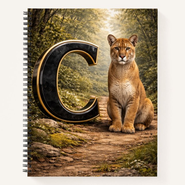 Cuaderno Jungle Alphabet Letter C Cougar Education Notebook (Anverso)
