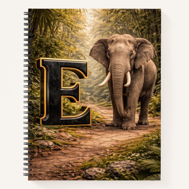 Cuaderno Jungle Alphabet Letter E Elephant Education Notebo (Anverso)