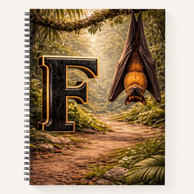 Cuaderno Jungle Alphabet Letter F Fruit Bat Educational  (Anverso)