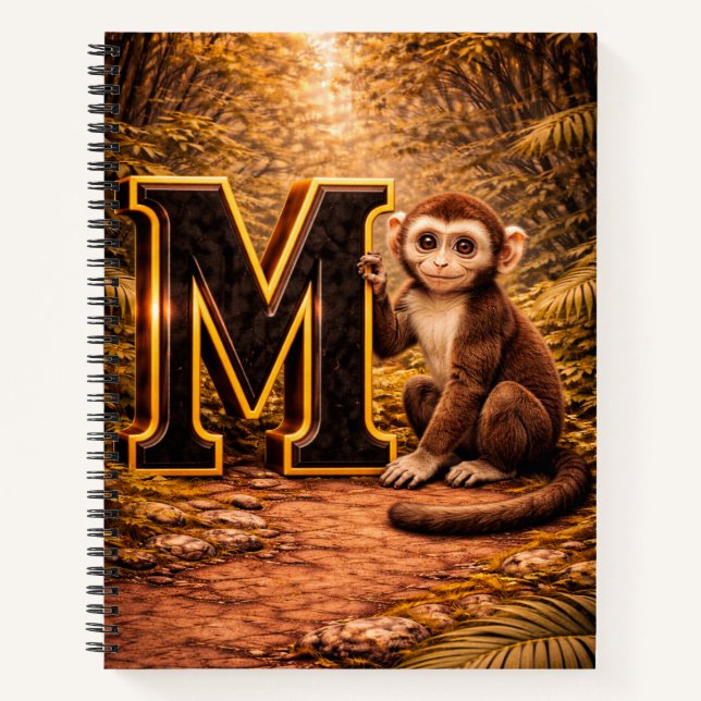 Cuaderno Jungle Alphabet Letter M Monkey Gold Educational  (Anverso)