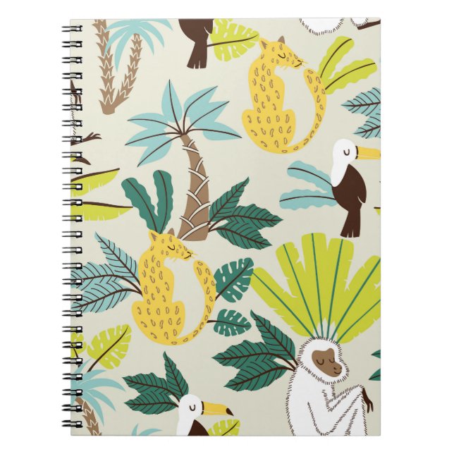 Cuaderno Jungle Joy: Diversión de Animales de Dibujos Anima (Frente)
