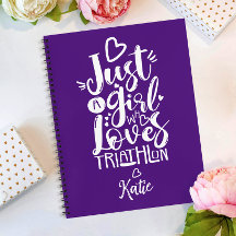 Just A Girl Triatlón Amor Diversión Púrpura Blanco