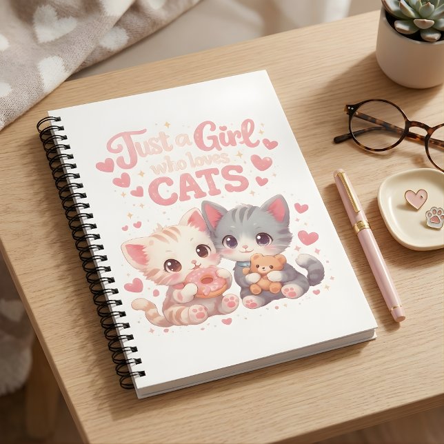 Cuaderno Just a Girl Who Loves Cats Cute Black & White (Subido por el creador)
