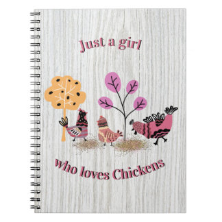 Cuaderno Just A Girl Who Loves Chickens Country Folk Art