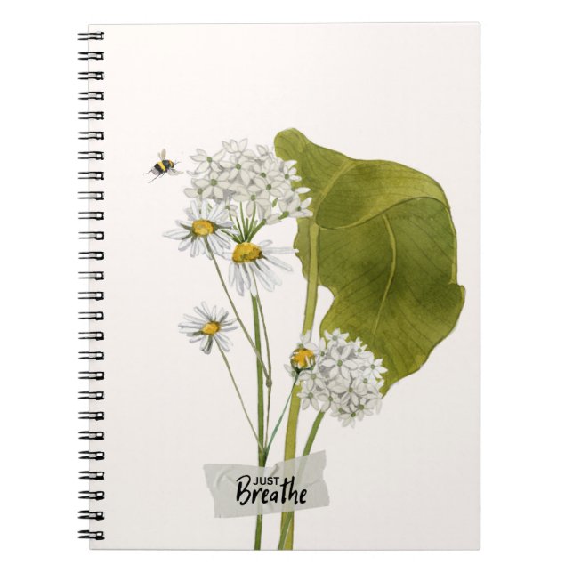 Cuaderno "Just Breathe" a Simple Minimalist Daisy Notebook (Frente)