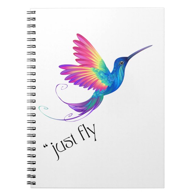Cuaderno Just Fly - Vibrant Rainbow Hummingbird Art for Fre (Frente)