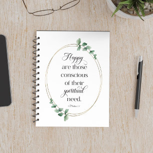 Cuaderno JW 2026 Year Text with Eucalyptus Matthew 5:3