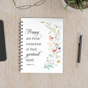 Cuaderno JW 2026 Year Text with Spring Flowers Matthew 5:3