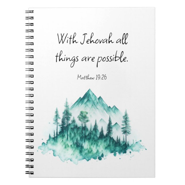 Cuaderno JW Notebook, Mateo 19:26 | JW (Frente)